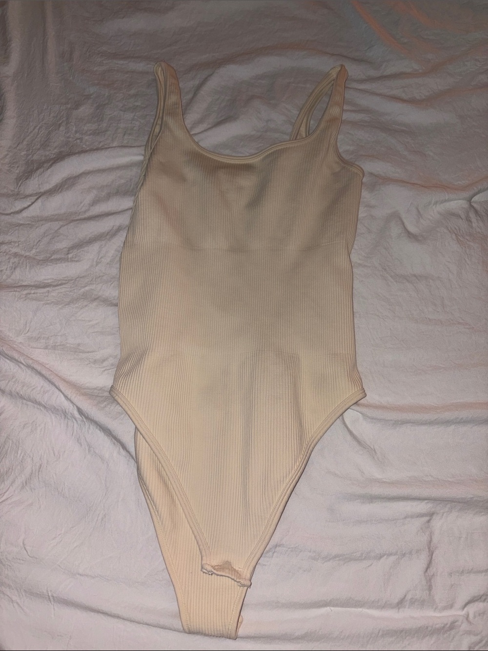 Amazon Cream Ribbed Tank Bodysuit